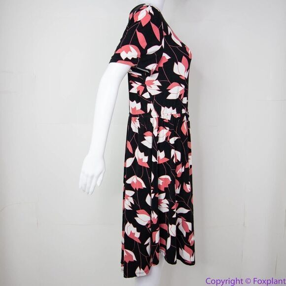 Modcloth black pink floral print short‎ sleeve dress, 1X - Picture 8 of 16